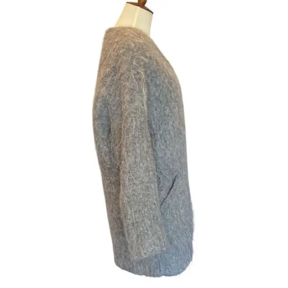 Zara Wool Blend Collarless Structured Coat Grey Women's S